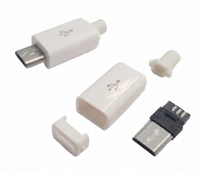 

Wtyk Usb Mikro Typ B 5-PIN Na Kabel Obudowa Biała