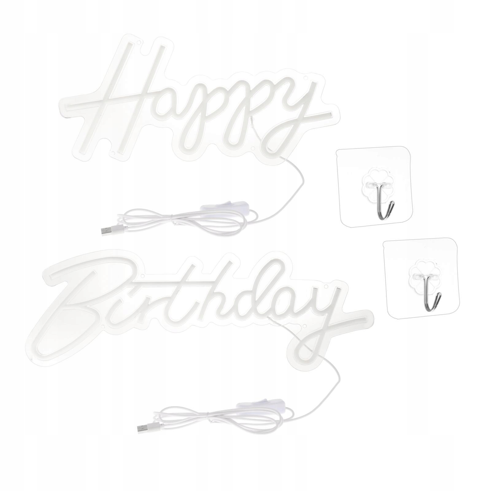 Neon Happy Birthday Spersonalizowany LED dla Zasilanie brak