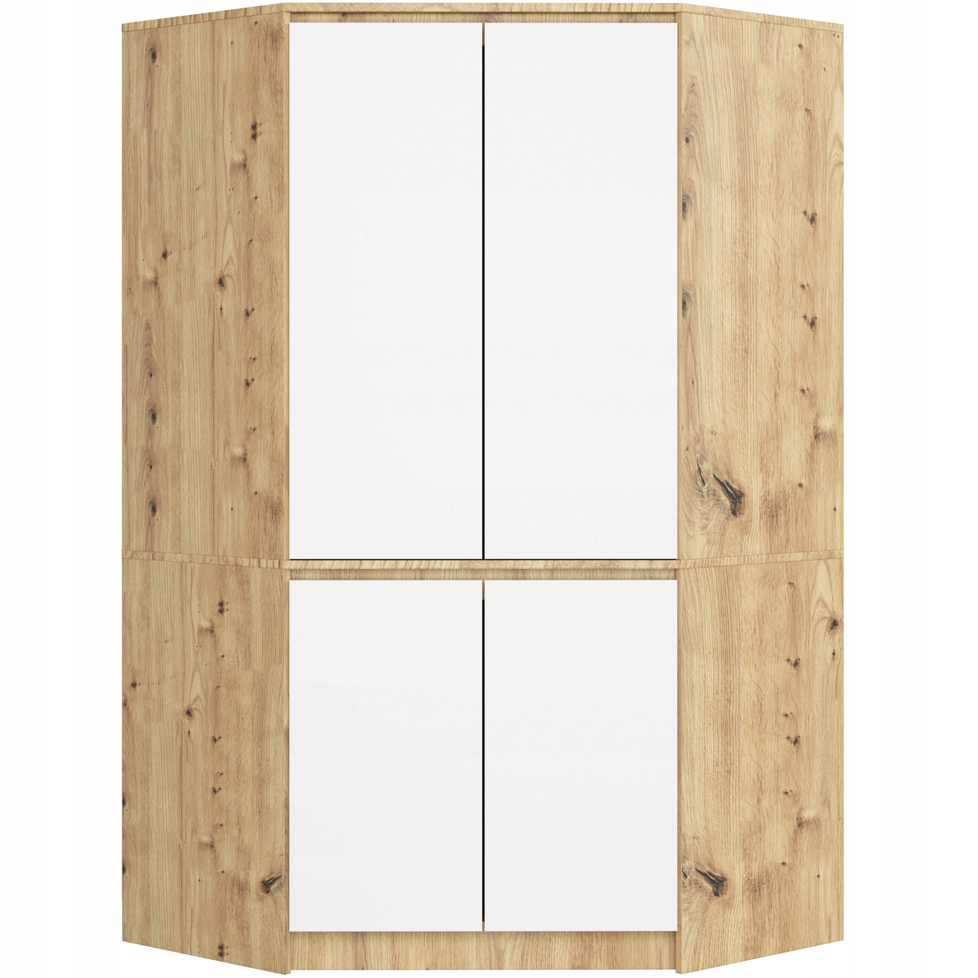 Szafa do Sypialni Garderoba 100 cm Narożna 4 Drzwi 6 Półek Artisan Biała