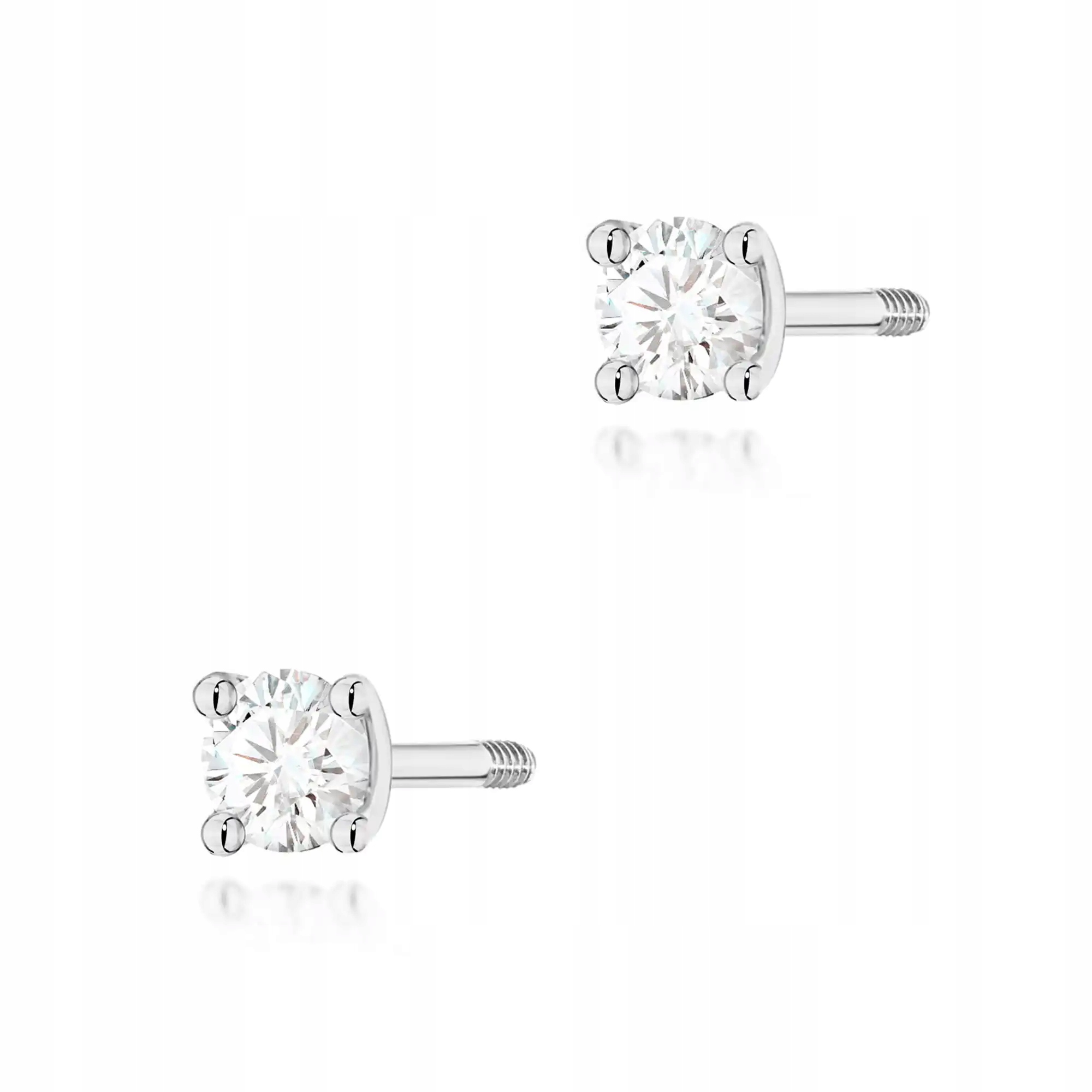 Zlaté náušnice 585 s diamantem, bílé zlato, značkový elegantní design