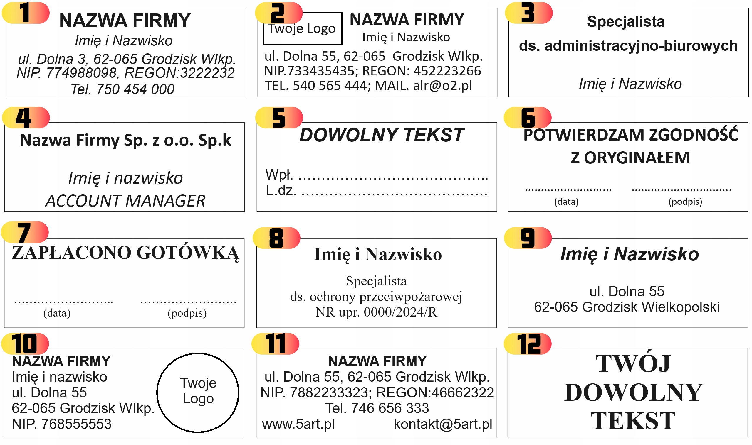 PIECZĄTKA WAGRAF B4s DO 8 LINII FIRMOWA IMIENNA BIUROWA PROJEKT + GUMKA Marka Wagraf