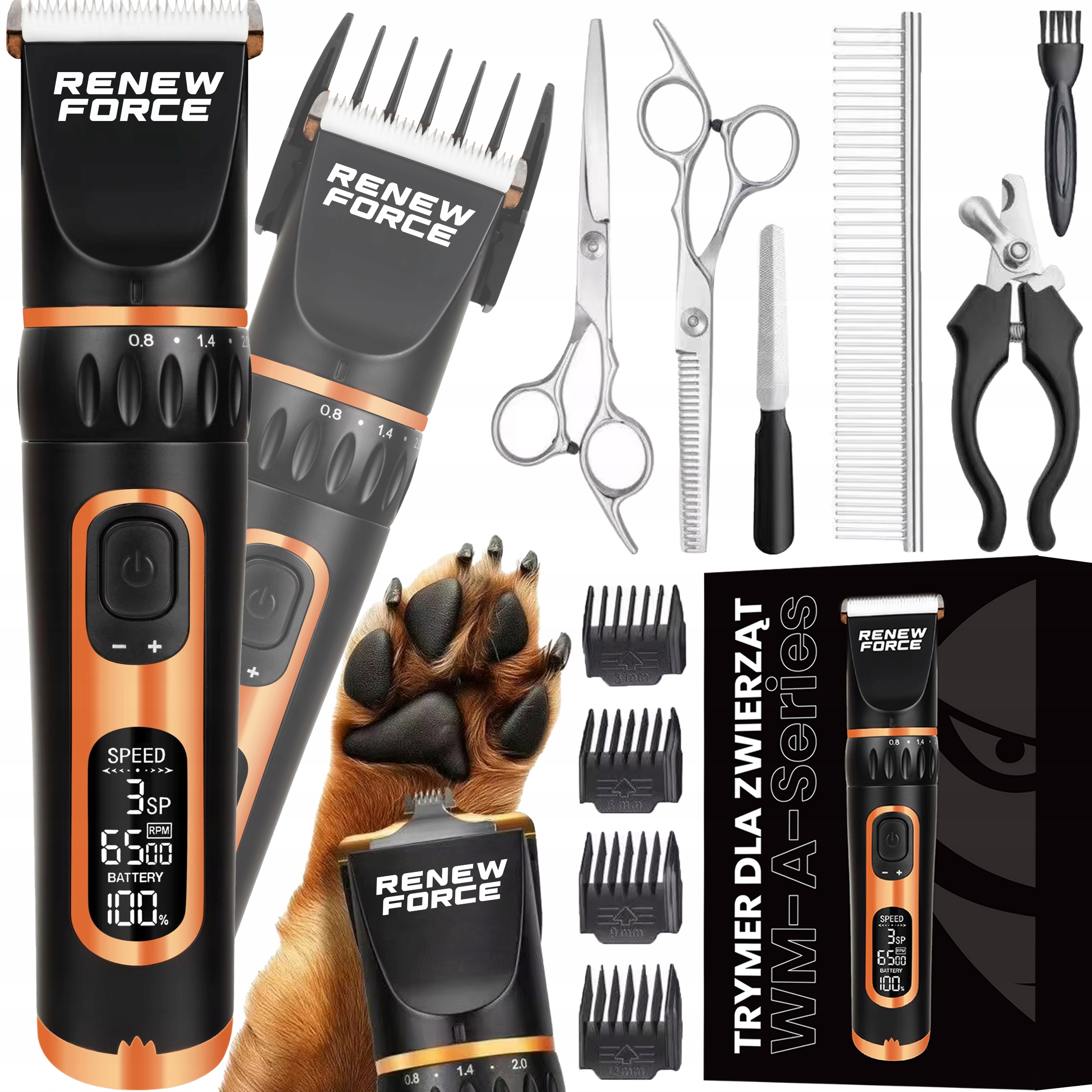 Profesionální zastřihovač psů Tichý zastřihovač pro psy Holicí Strojek 9v1