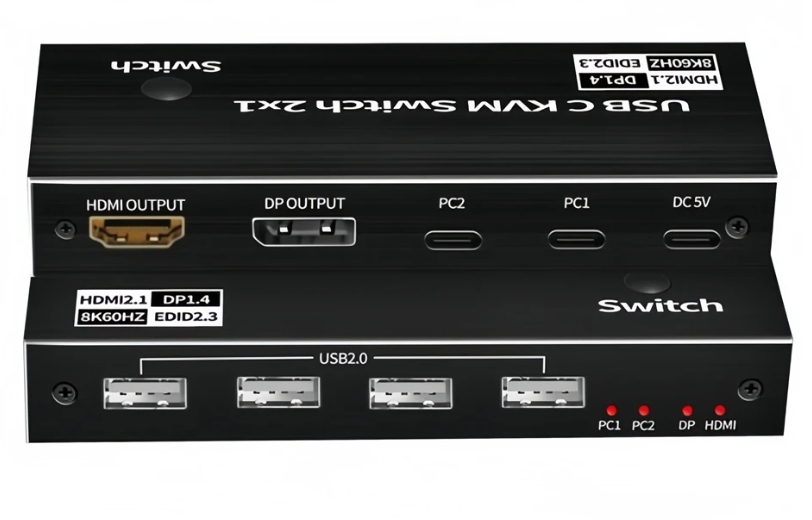 Přepínač Kvm Usb typ C 2x1 Hdmi Switch 8K/60HZ 2 Počítače