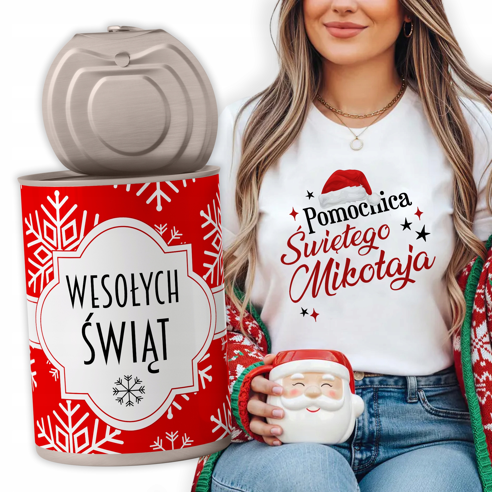 Tričko V plechovce Veselé Vánoce Bílá Na Vánoce Pomocnice svatého Mikuláše M