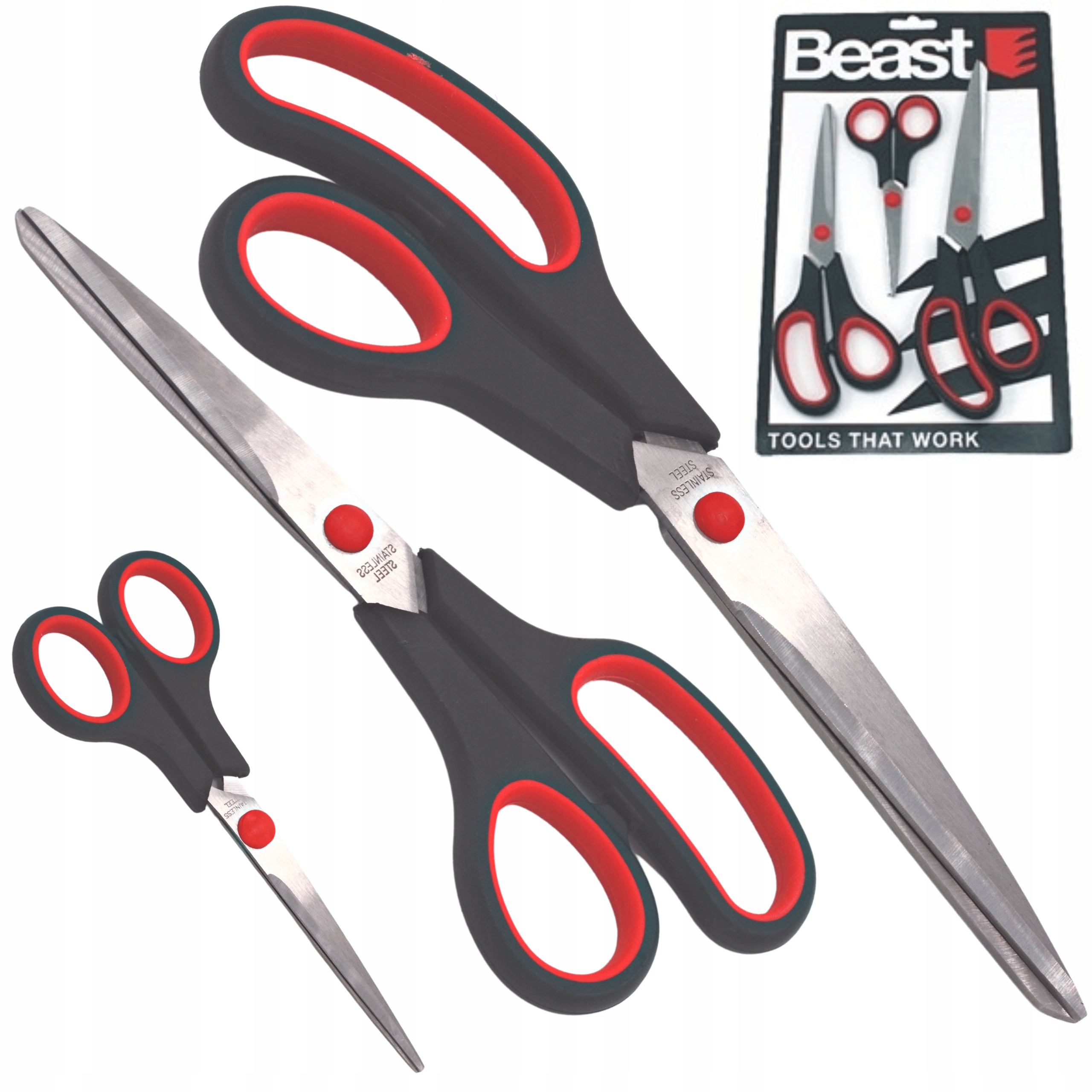 

Nożyczki Uniwersalne Biurowe Kuchenne Zestaw 3 Szt