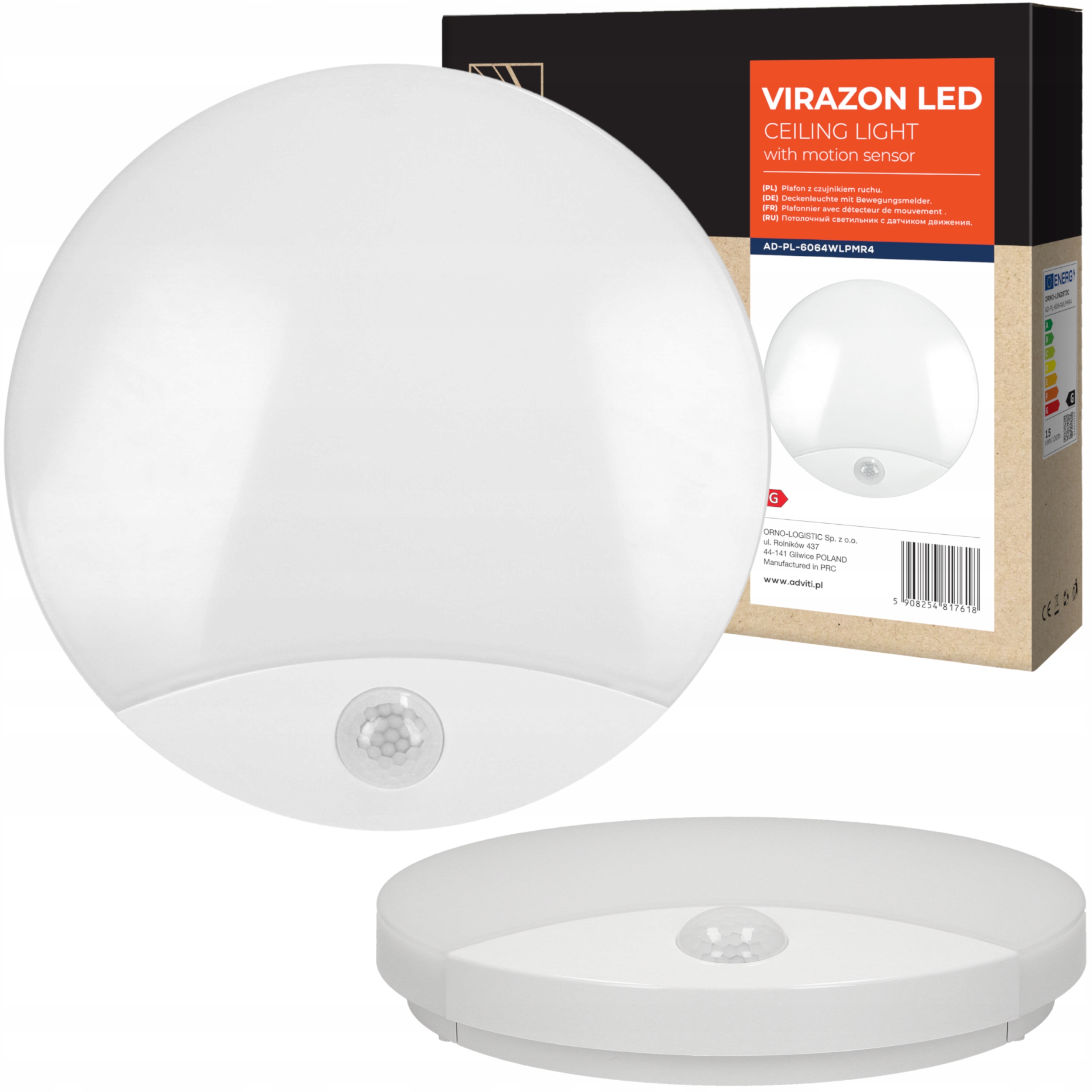 Lampa Ścienna Zewnętrzna Led Z Czujnik Ruchu Zmierzchu Elewacyjna 15W