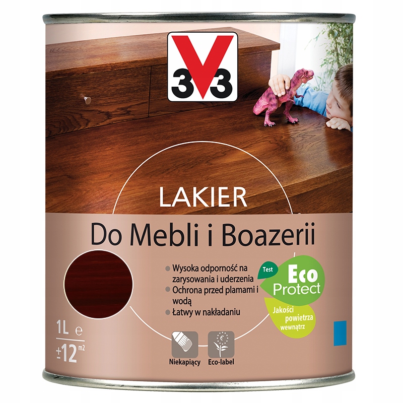 V33 lakier do mebli boazerii mahoń 1L satyna