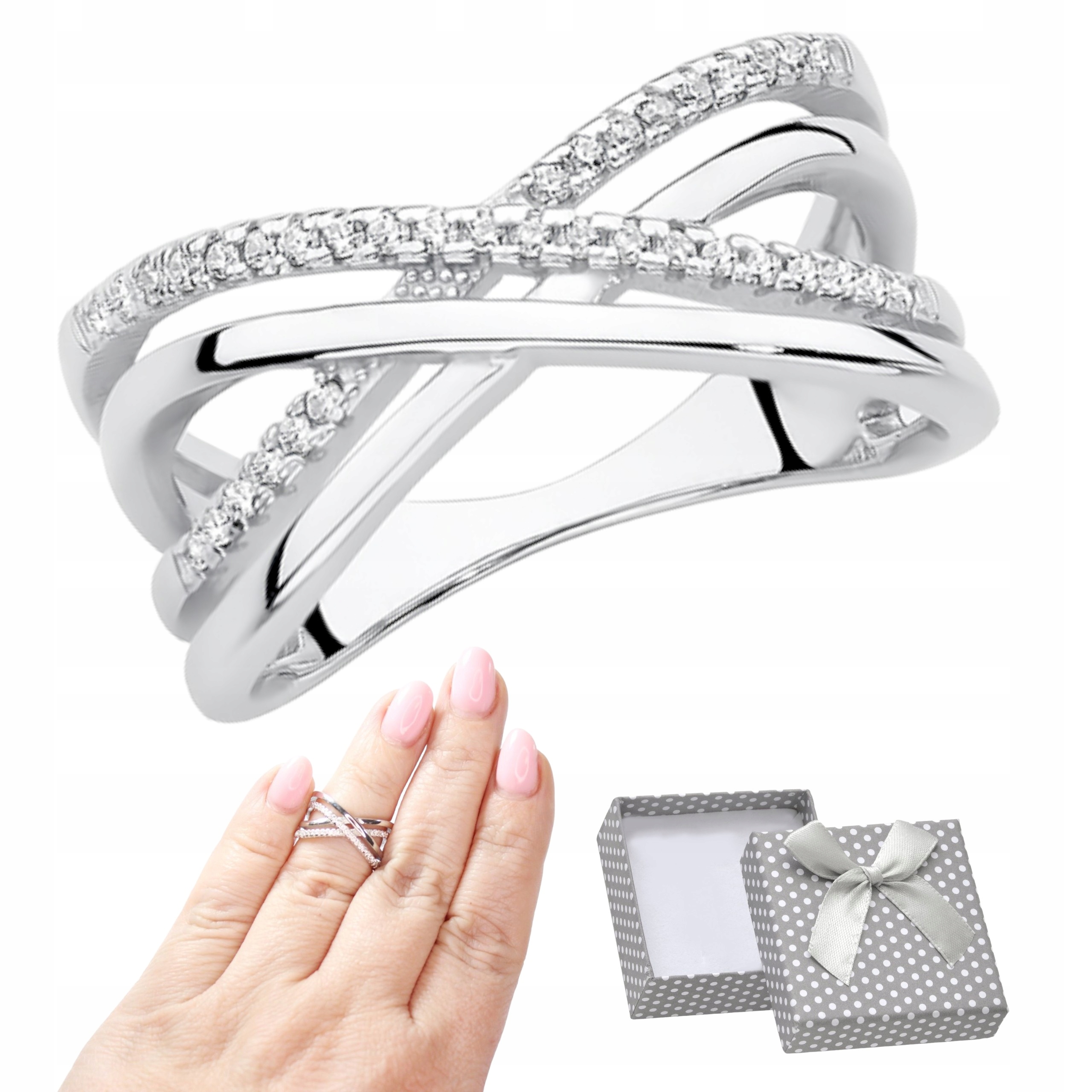 Prstýnek 925 Rhodiovaný s zirkony snubní prsten Krásný Dárek R8