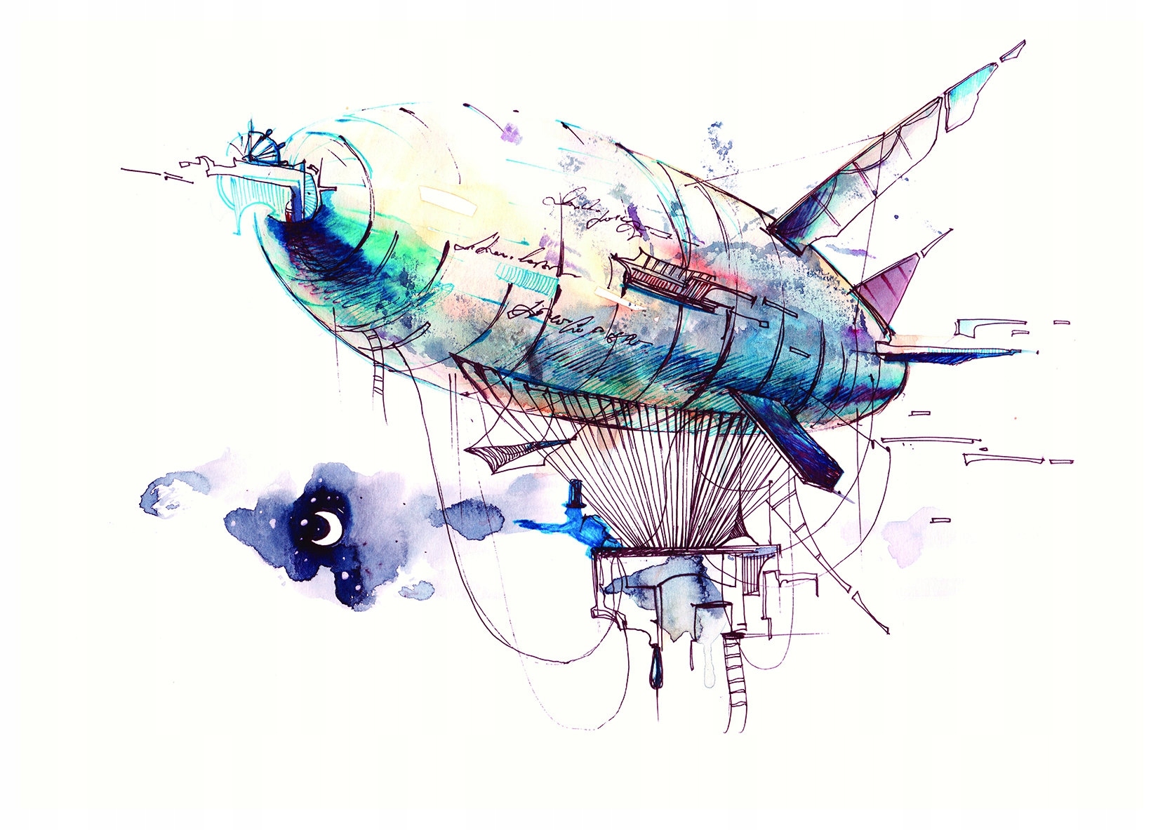 Fototapeta Akvarelový ovládač mesiaca v pastelových farbách 312x219 lepidlo