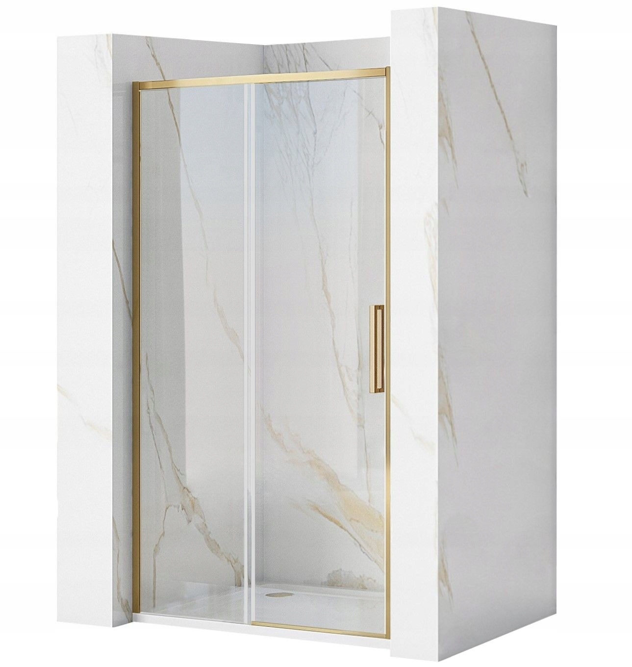 Drzwi Prysznicowe Przesuwne Złote 150cm Do Wnęki Rea Rapid Slide Gold Brush