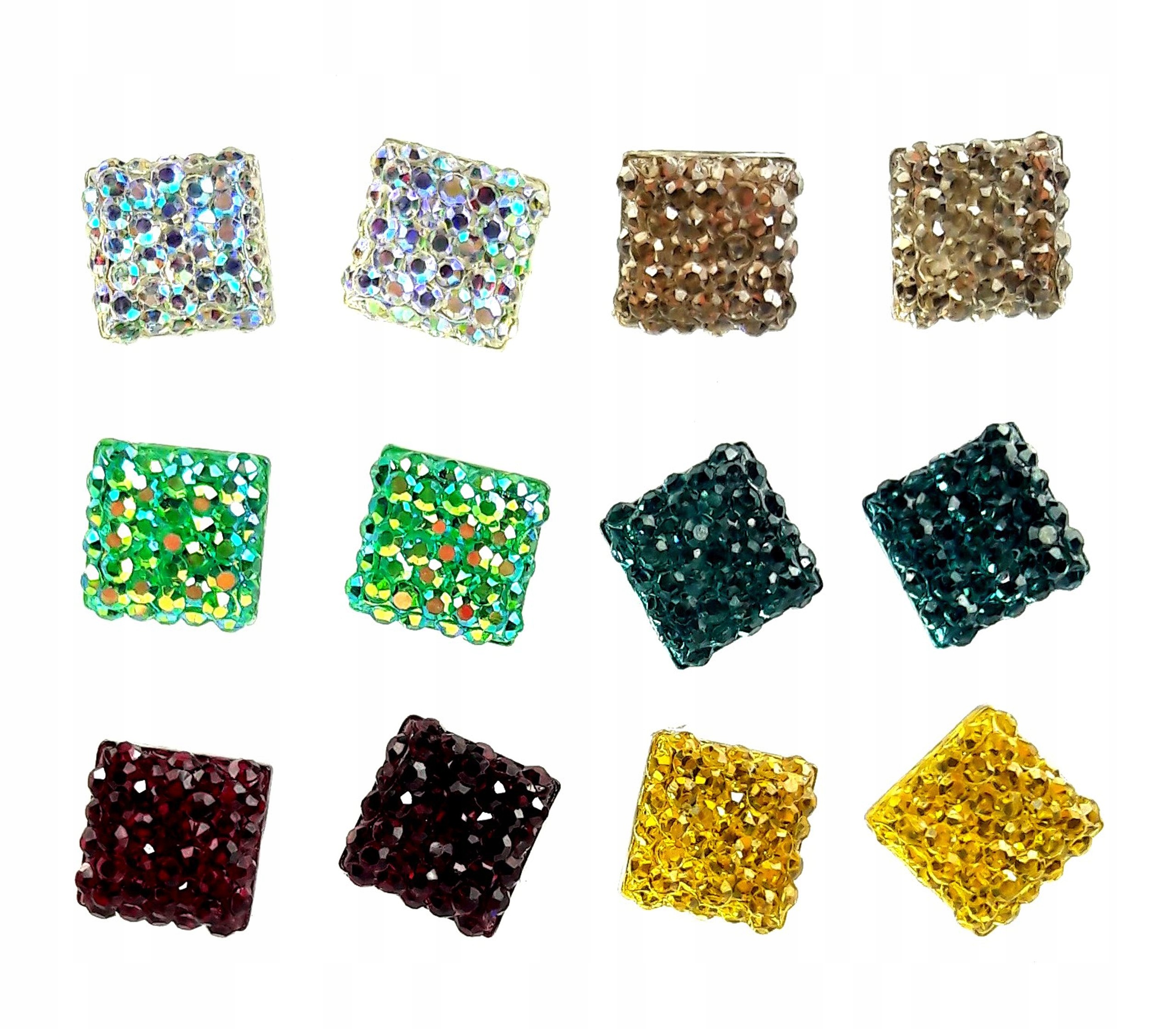 

KH296-2 Kolczyki Kwadraty Kryszt. 6 par-HURT