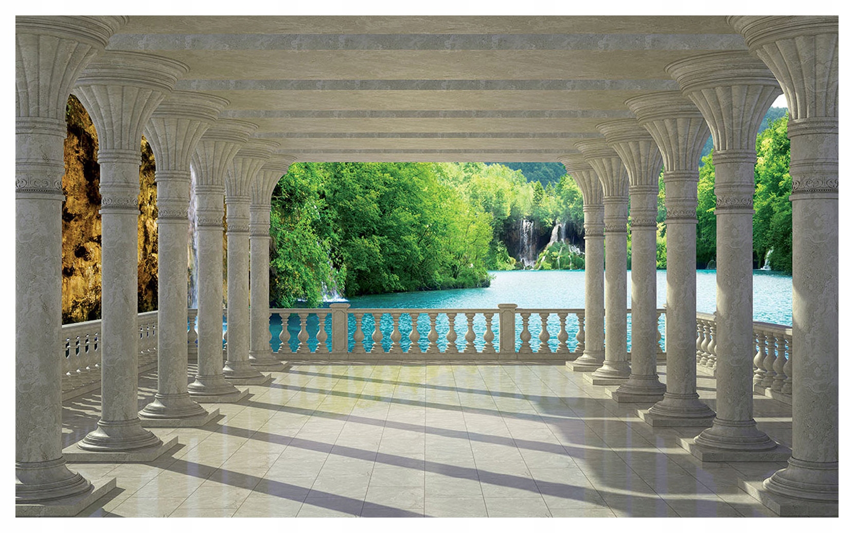 Tapeta Kolonáda nad vodou modré jazero do elegantného interiéru 300x210