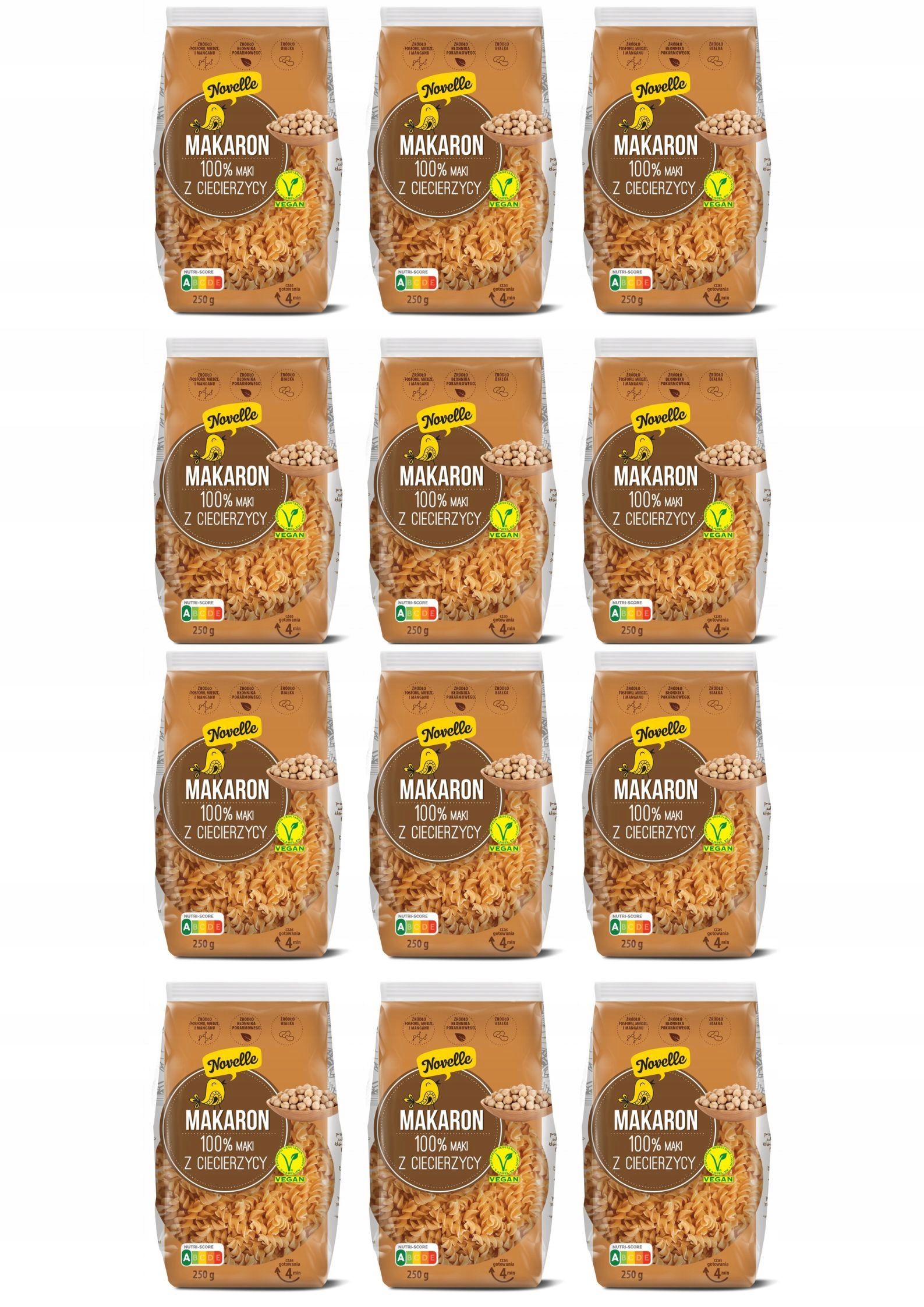 12x Těstoviny fusilli z cizrnové mouky zdravá strava 250g Novelle