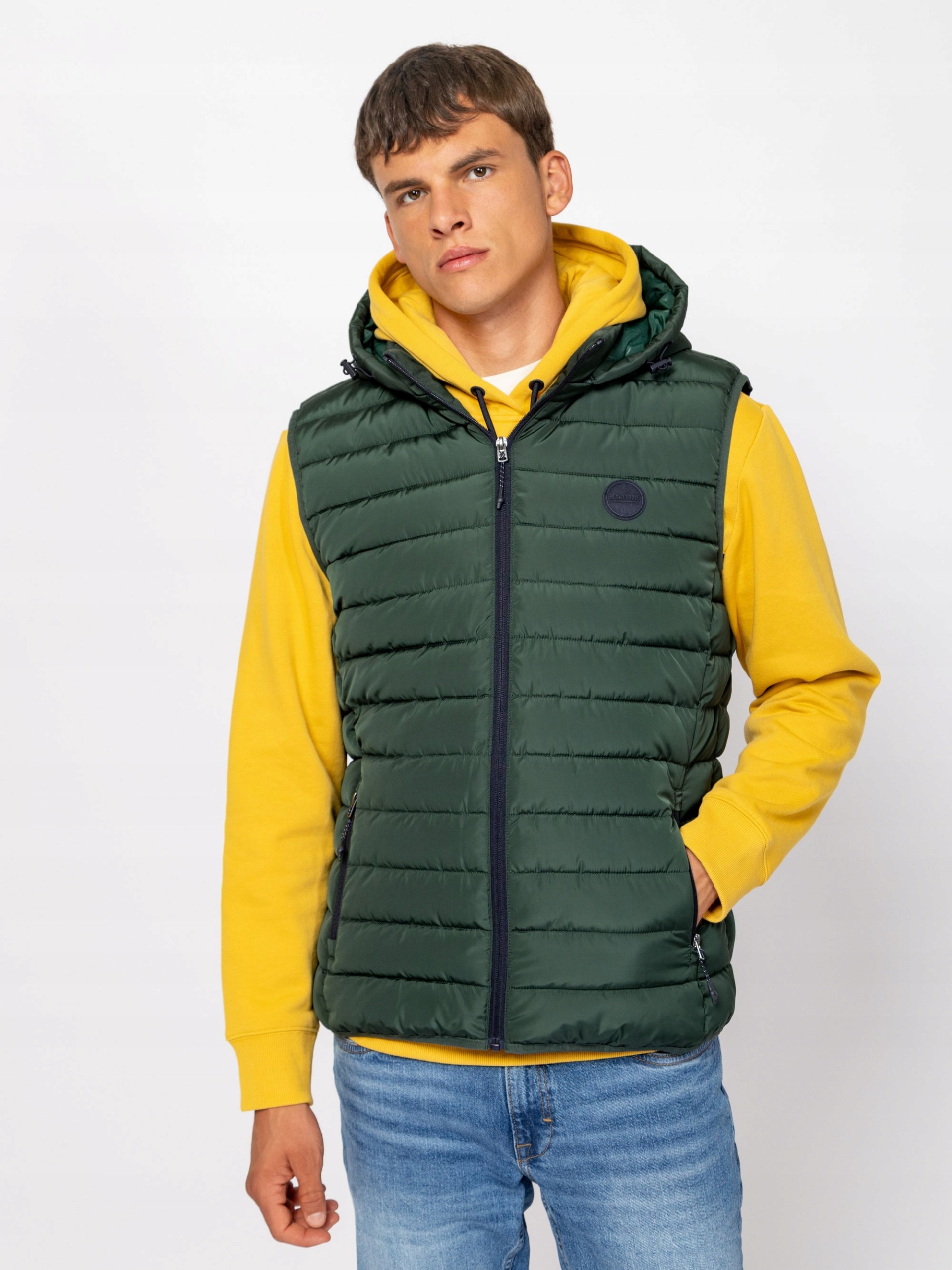 Heavy Tools Pánská Prošívaná Vesta Bez Rukávů WANTIW25 Pine Zelená