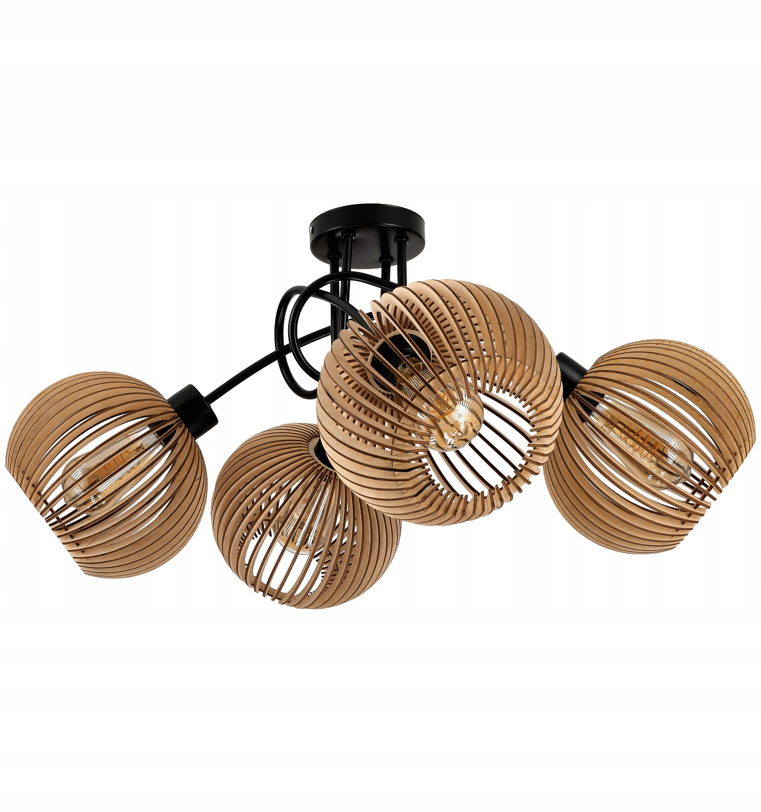 LAMPA LED LOFT KRĘCONA DREWNIANA 4XE27 DO POKOJU Zasilanie sieciowe