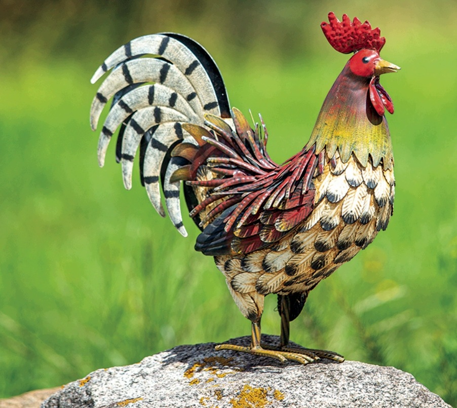 Zahradní Terasová Figurka Kovový Kohout