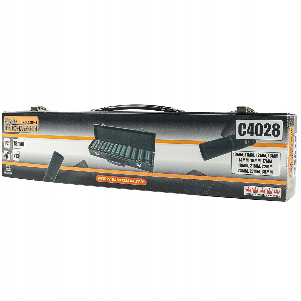 ZESTAW NASADEK DŁUGIE 12-KĄT. UDAROWYCH 1/2" 10-30MM 13 ELEMENTÓW RICHMANN Kod producenta C4028