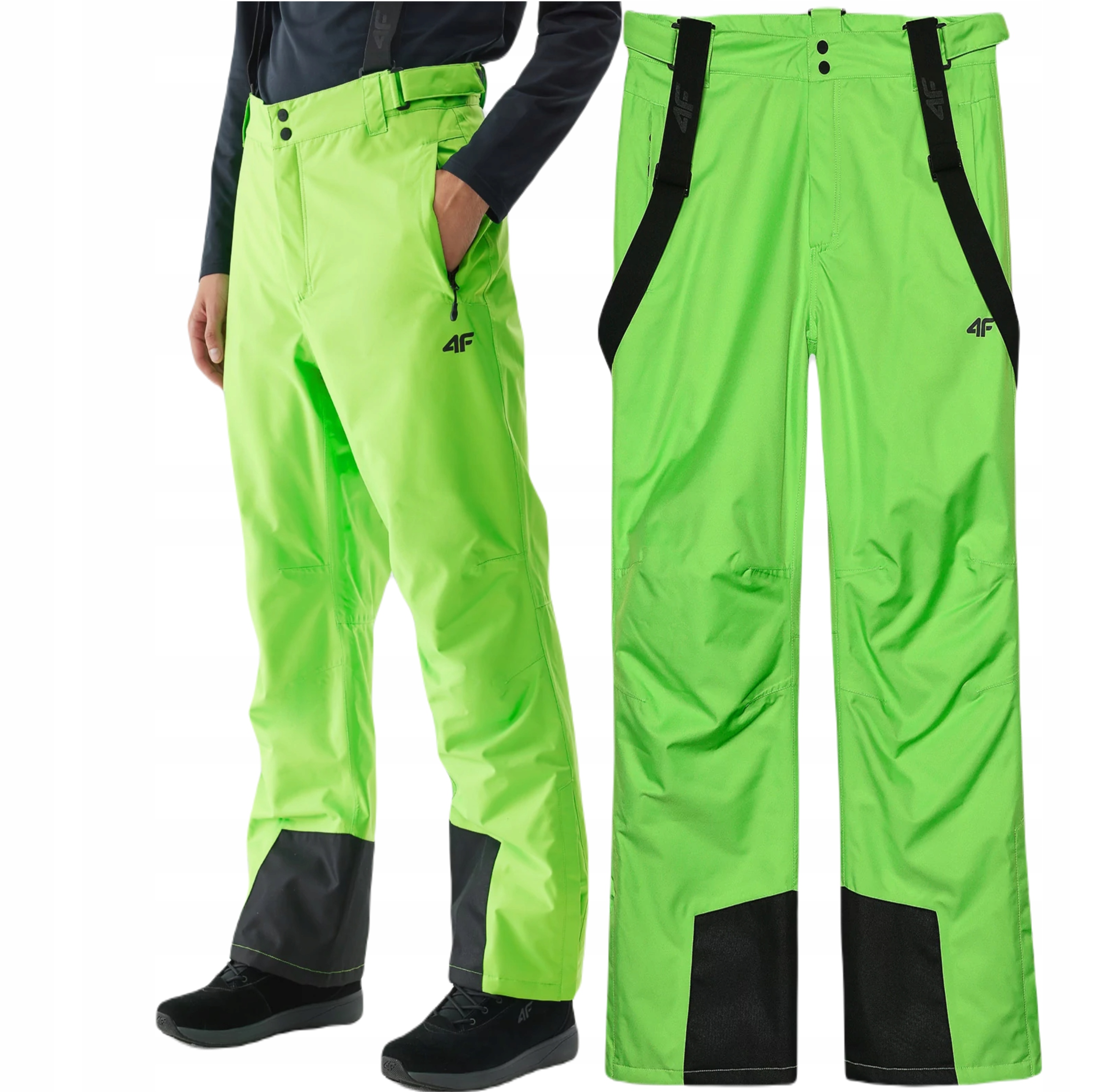 Męskie Spodnie Narciarskie 4F Z Szelkami TFTRM361 NeoDry 5000 3XL Neon