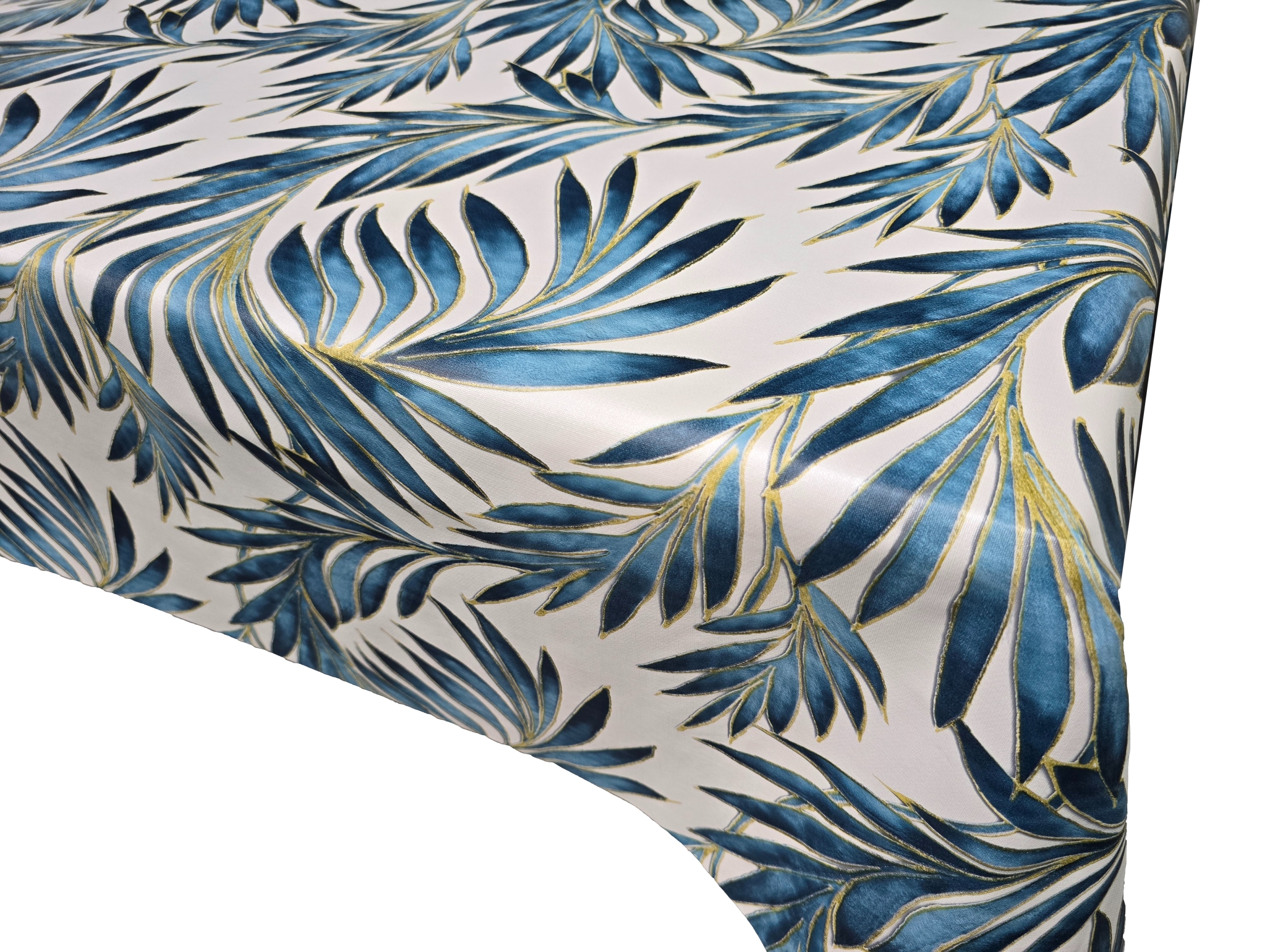 CERATA EKSKLUZYWNA WŁOSKA LIŚCIE NIEBIESKIE OBRUS 100X140