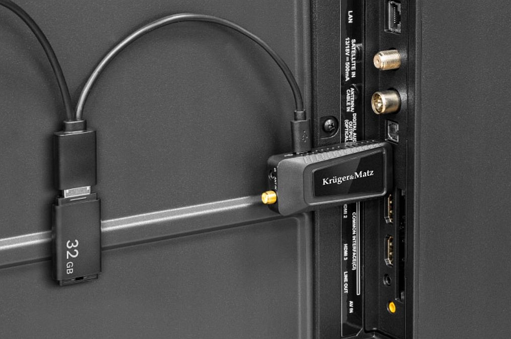 TUNER DVB-T2 HEVC H.265 MINI NA HDMI KRUGER&MATZ Szerokość produktu 7.9 cm