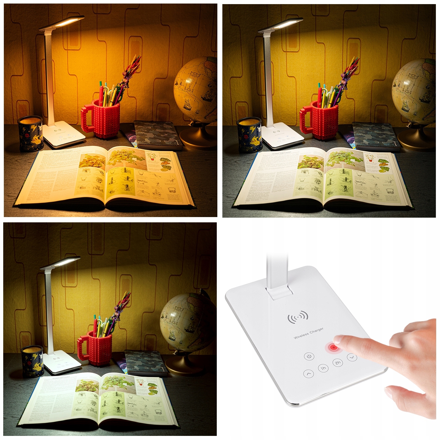 Lampka biurkowa szkolna LED Biurko ŁADOWARKA telefonu Biała regulacja dotyk Kod producenta FLUX-755-W-PS