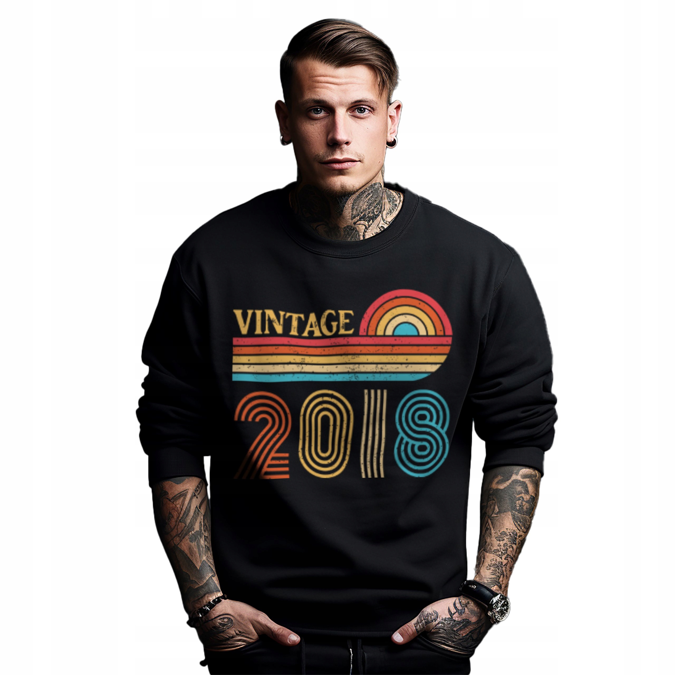 Mikina černá pánská s potiskem dárek k narozeninám, ročník Vintage 2018