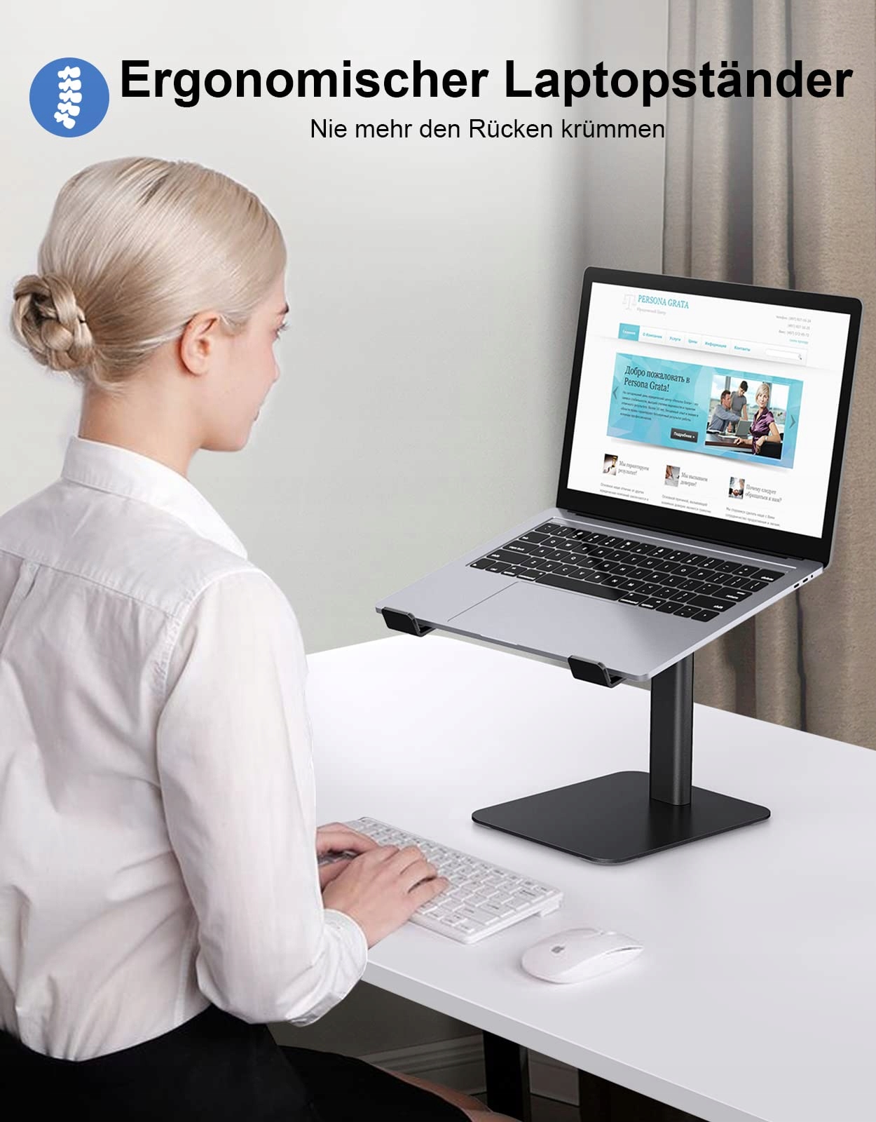 BABACOM Stojak Na Laptopa Regulowany Aluminiowy Chłodzący Do 10-16 Cali — miniatura 7