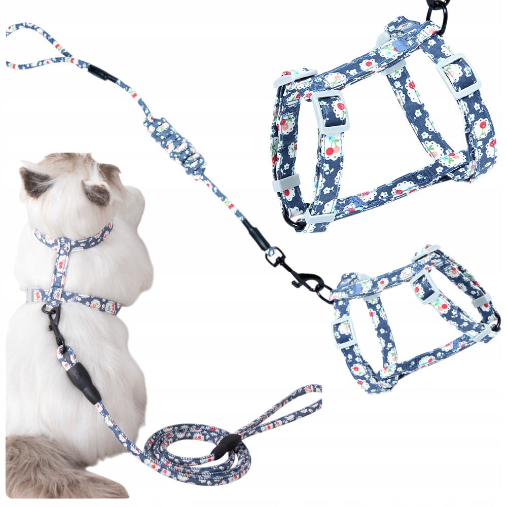 Nastavitelné Ramenní Popruhy S Vodítkem Pro Kočky Nebo Malého Psa Velikost M, Tmavě Modré