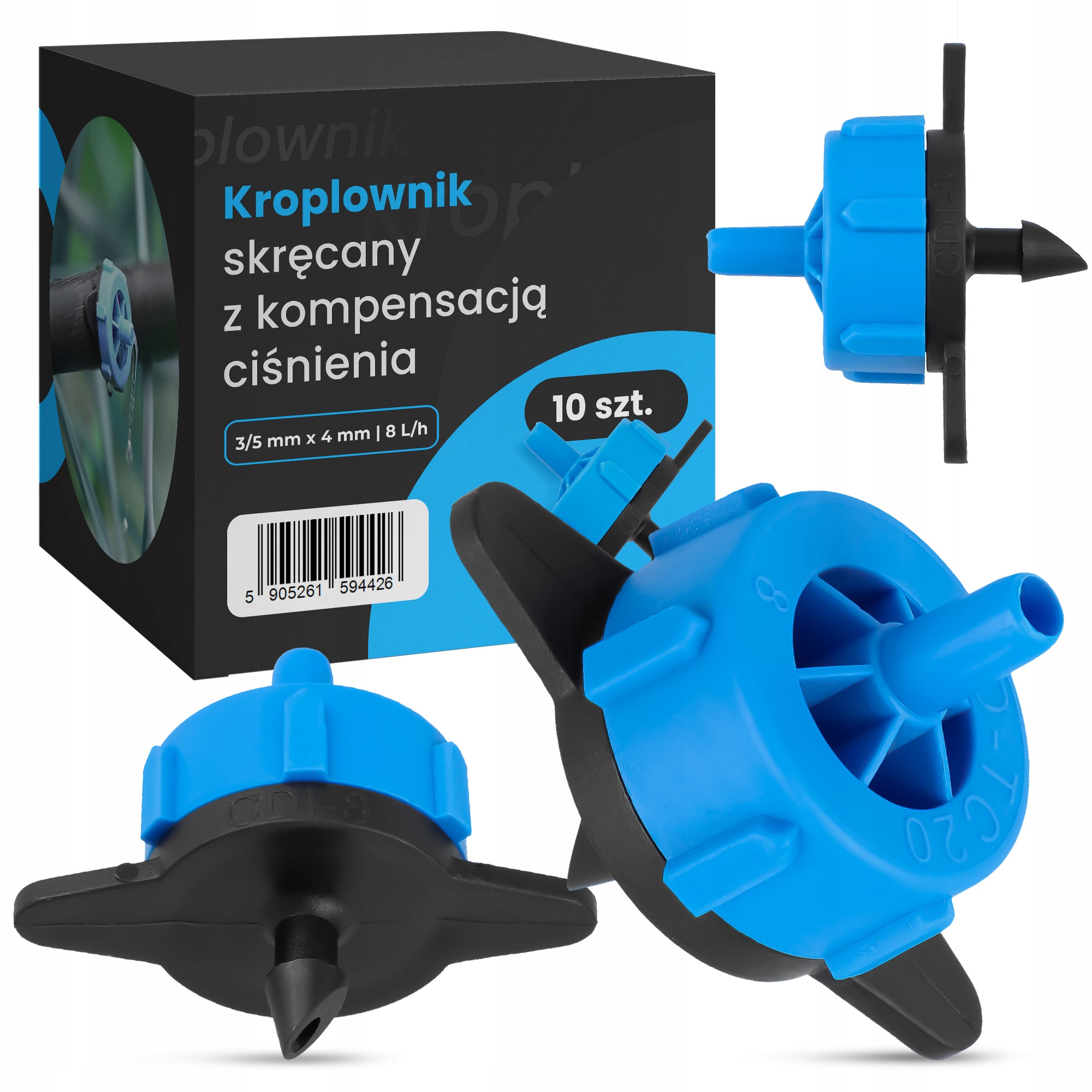 

10x Kroplownik Emiter Kompensacją Nawadniania 8L/h