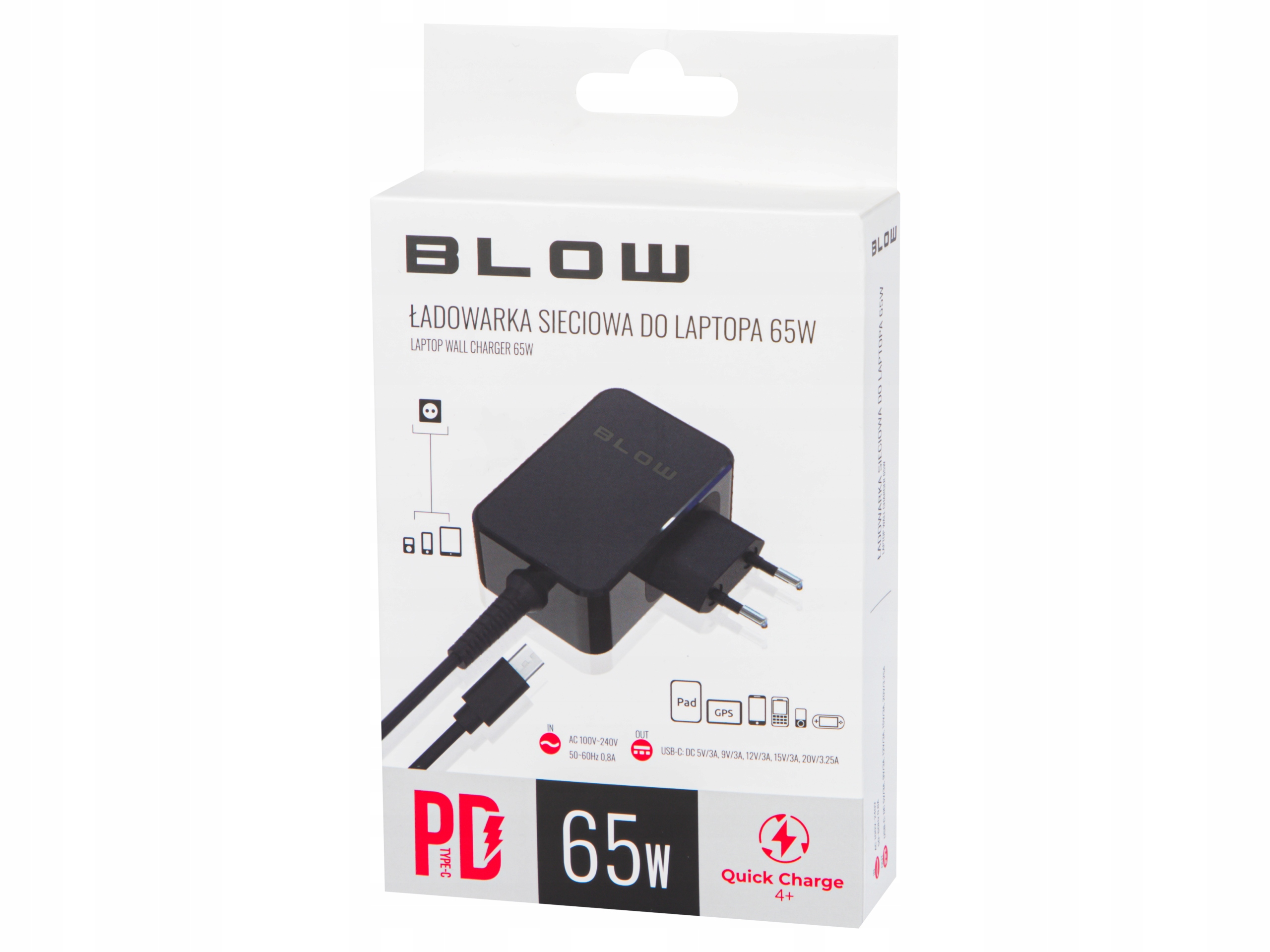 ZASILACZ ŁADOWARKA SIECIOWA DO LAPTOPA USB-C 3,25A 65W POWER DELIVERY 5-20V Marka Blow