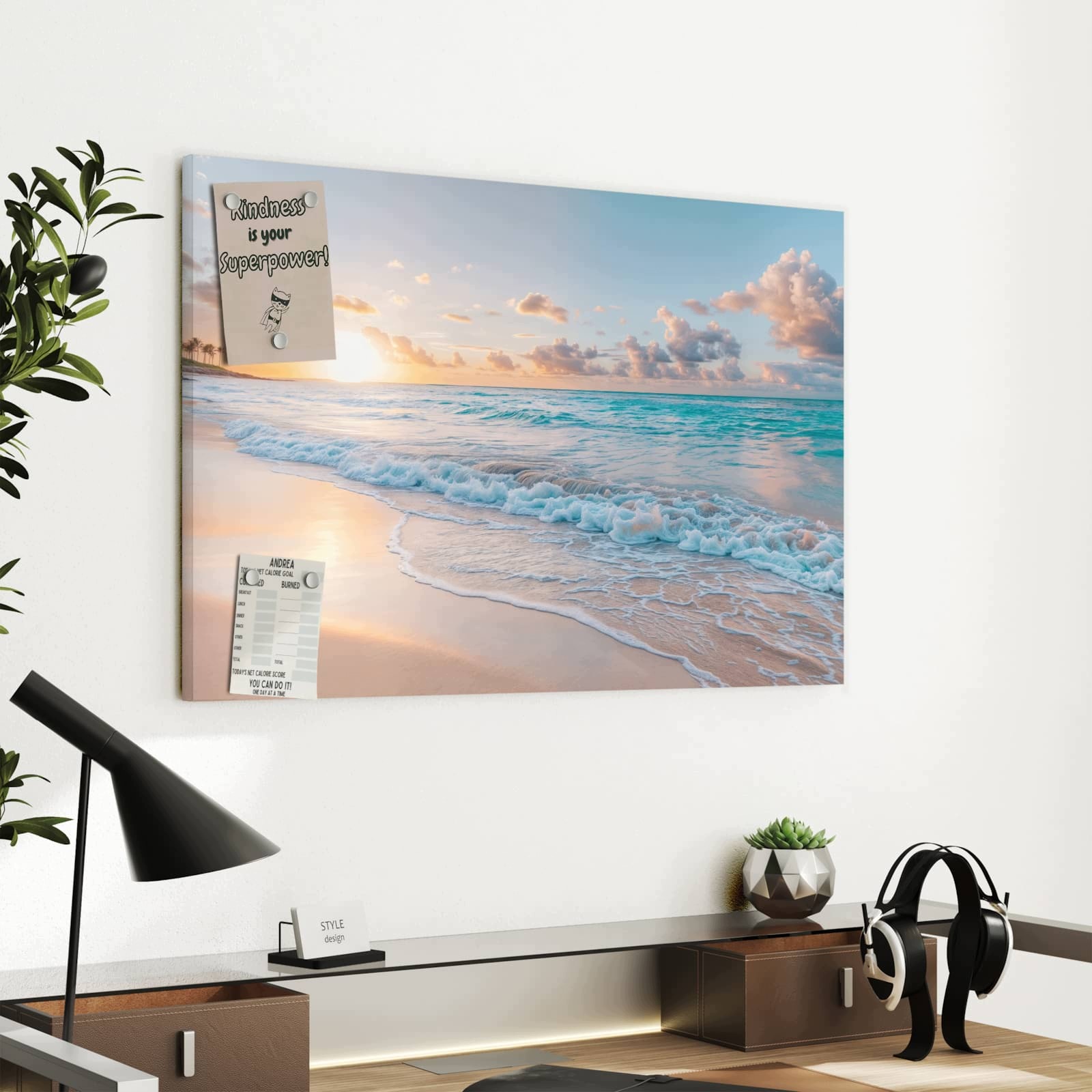 Magnetická tabule Východ slunce Pláž 60 × 40 cm