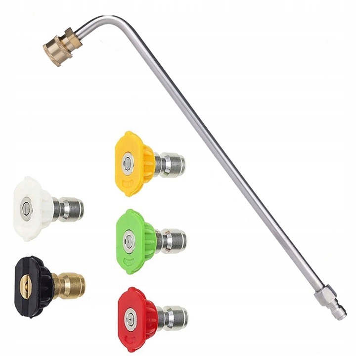 5 DYSZ DO MYJKI CIŚNIENIOWEJ SZYBKOZŁĄCZKA + LANCA 1/4" 34CM ZAGIETA 90°