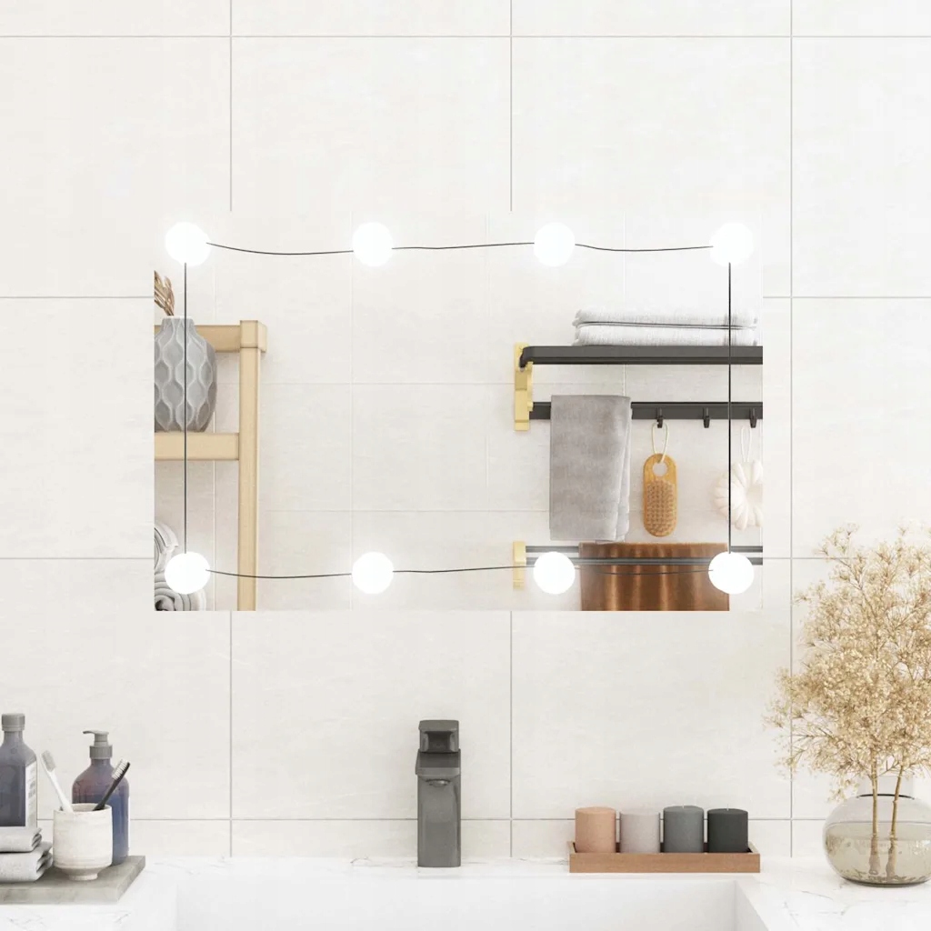 Nástěnné zrcadlo s Led osvětlením 40 x 60 cm sklo obdélníkové Stříbrná 3189