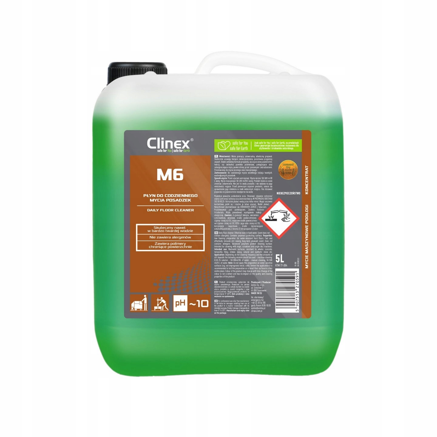 

Płyn do Mycia Podłóg Clinex M6 Niskopieniący 5L