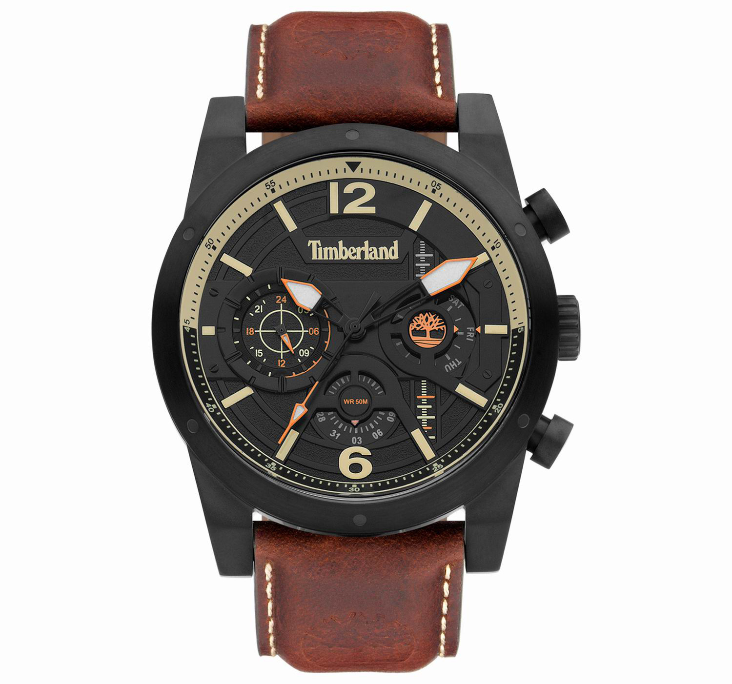 Wodoodporny WR50 zegarek męski na pasku Timberland data czas dobowy
