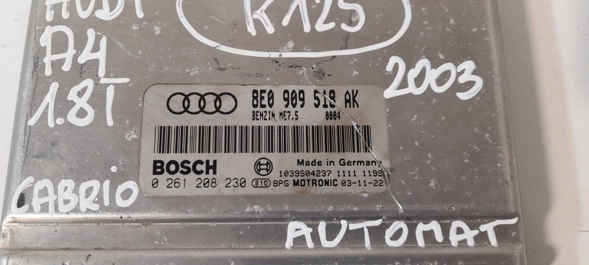 Audi A4 S4 B6 8E 8H control unit of the engine 8E0909518AK (K125)
