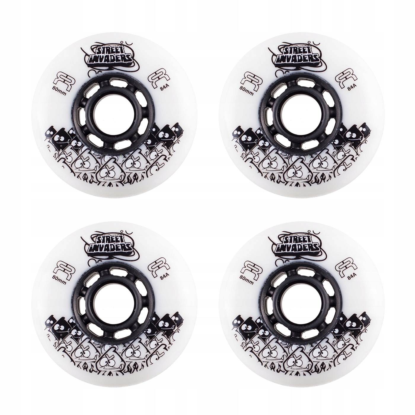 Kolečka pro kolečkové brusle Fr Street Invaders 80 mm/84A Bílá 4 kusy