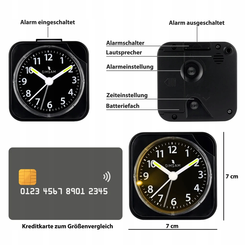 Budzik podróżny analogowy bez tykania, analogowy budzik, analogowy Czarny Kod producenta B09JWVJTVL