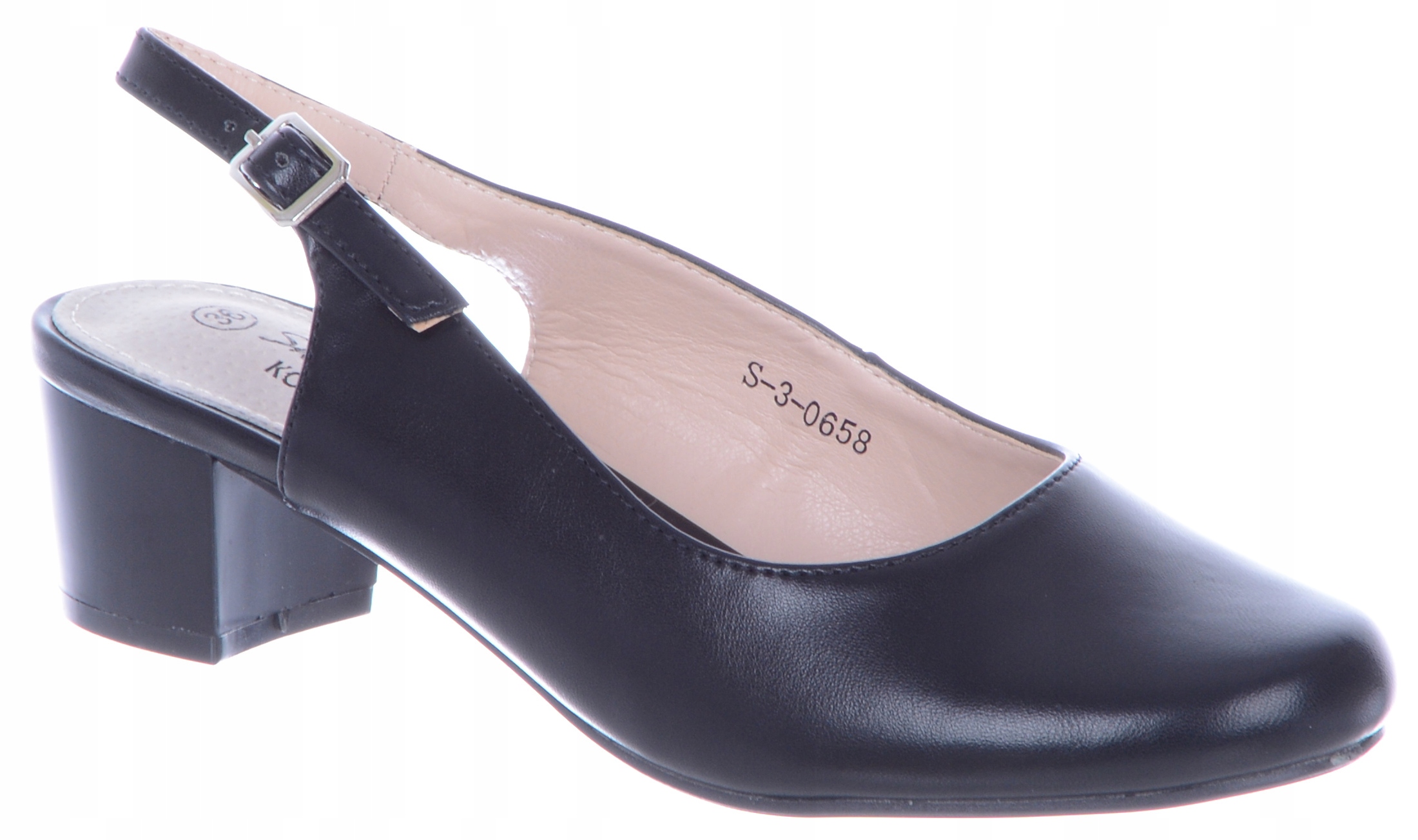 Černé nízké sandály na podpatku se zakrytou špičkou, dámské, velikost 36