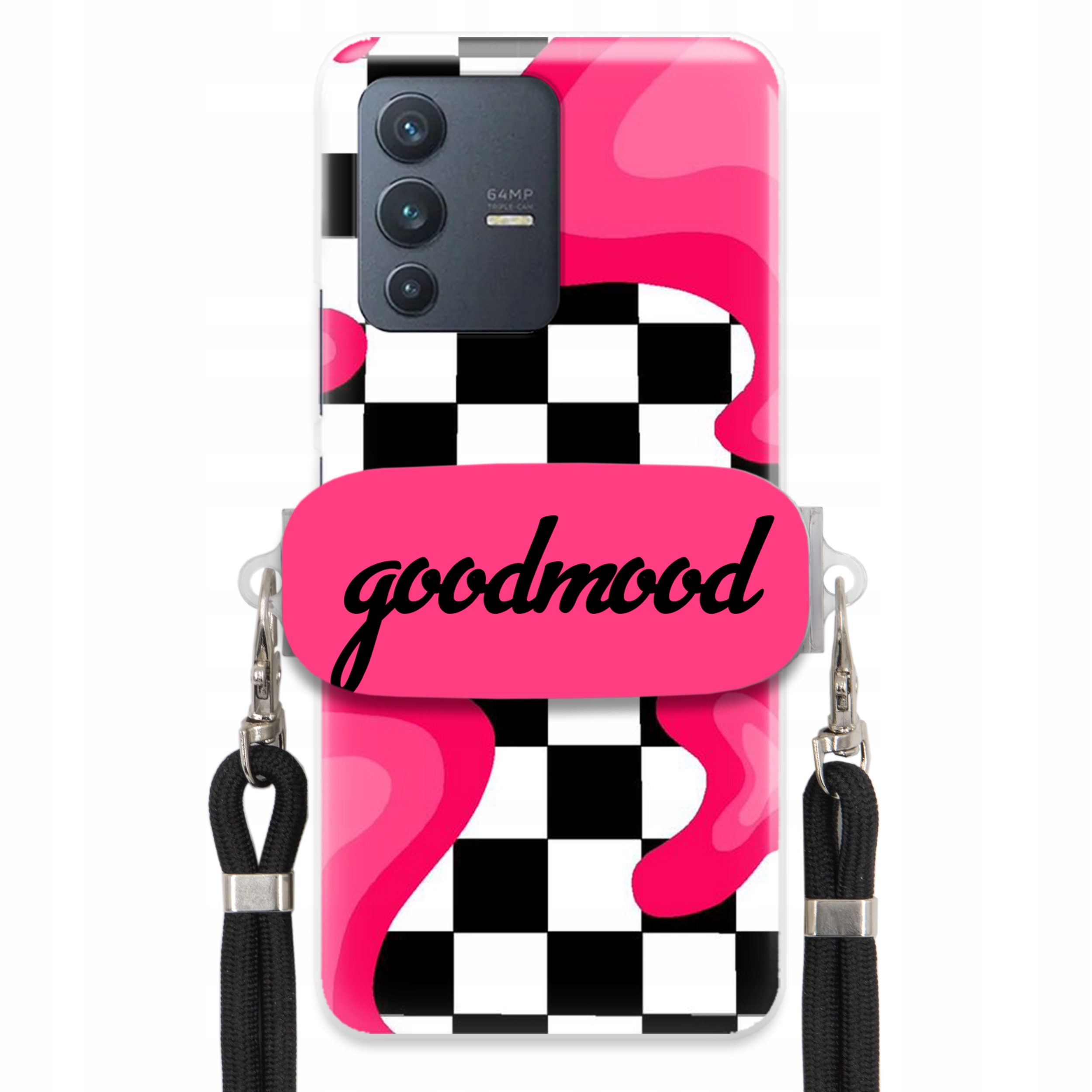 Puzdro Pre Vivo V23 5G Sada Case Držiak Na Vodítko Čierna Pre Teenagerov Splash