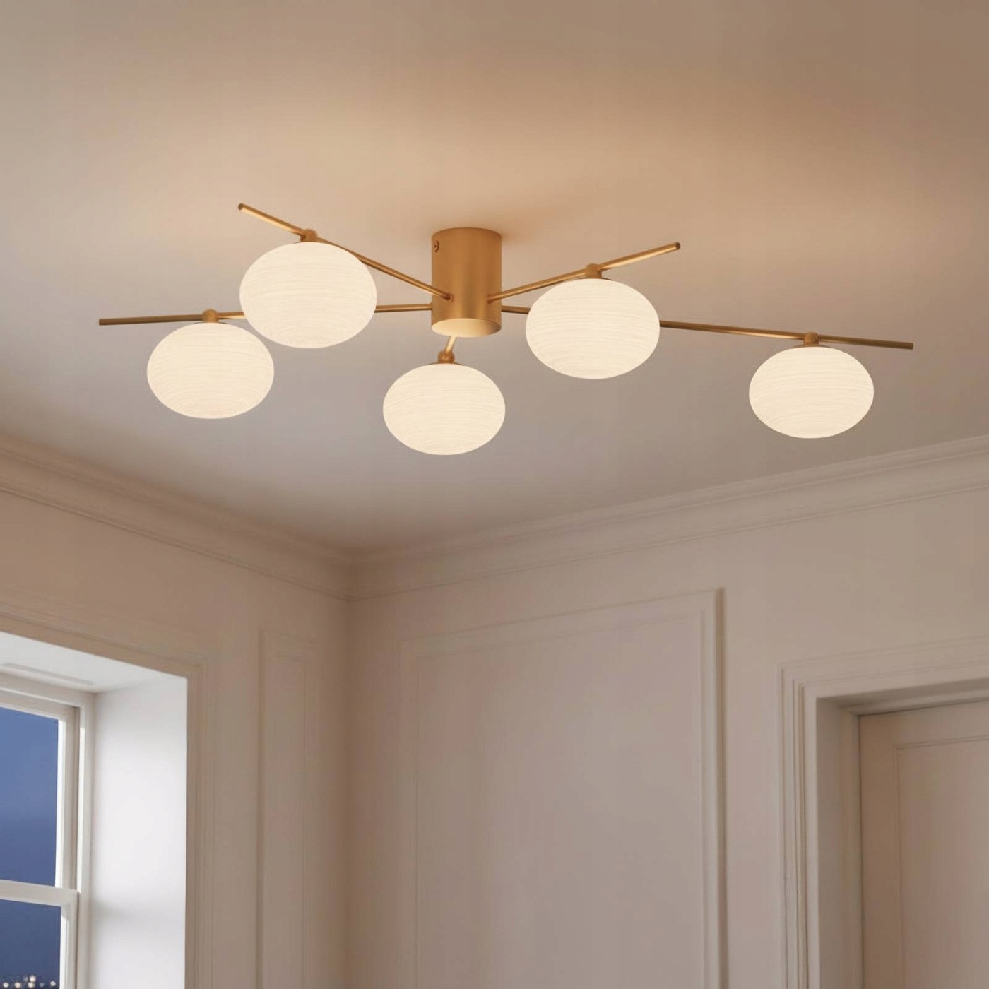 Lampa sufitowa Lindby Valisa, złota, 5-punktowa