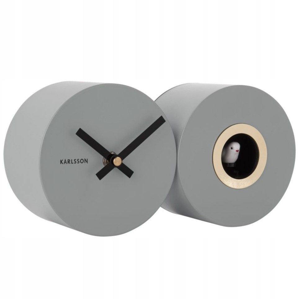 Nástěnné hodiny s kukačkou, šedé, tiché, stojící, do obývacího pokoje, kuchyně Duo Cuckoo