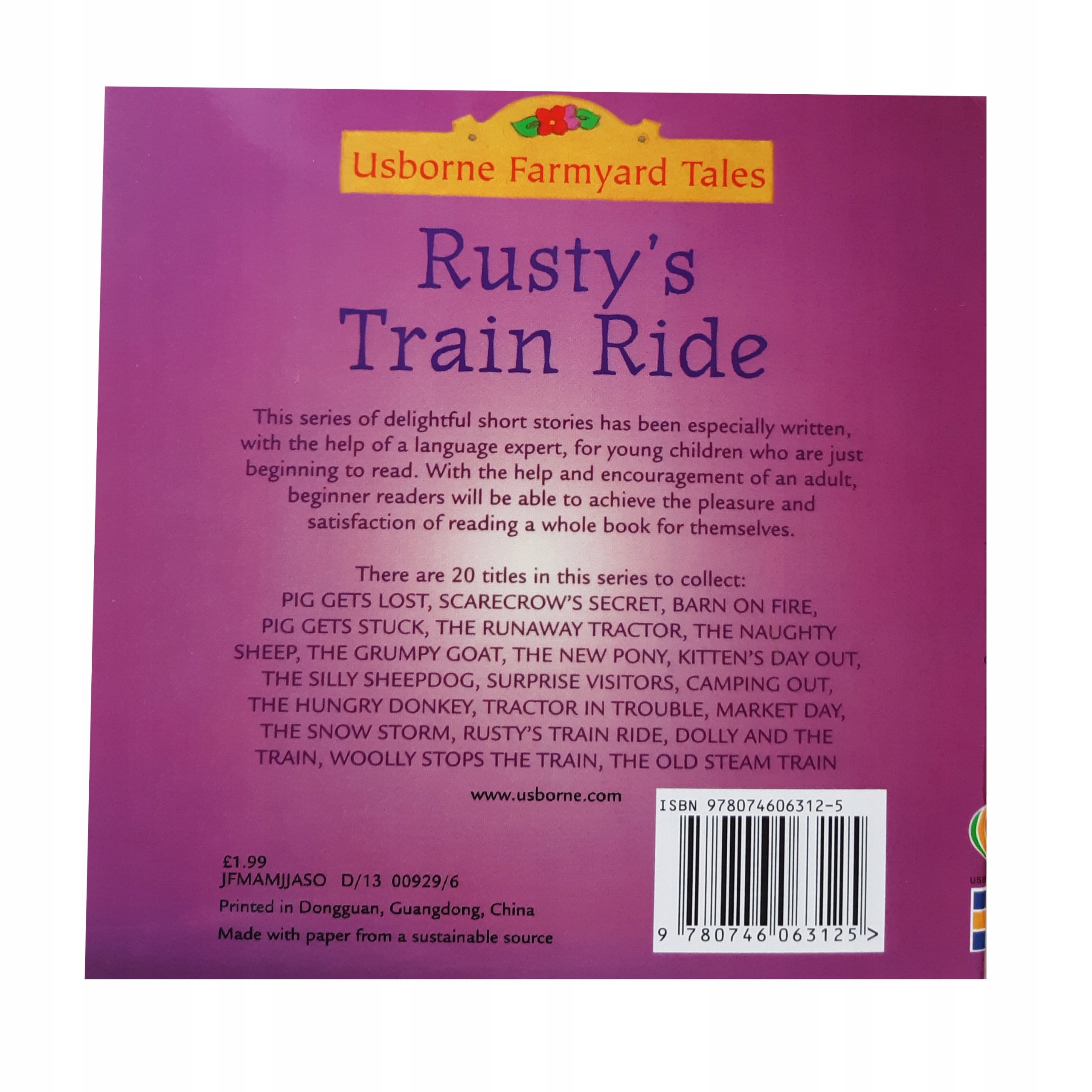 Usborne Farmyard Tales Rusty's Train Ride Gatunek Historyjki obrazkowe