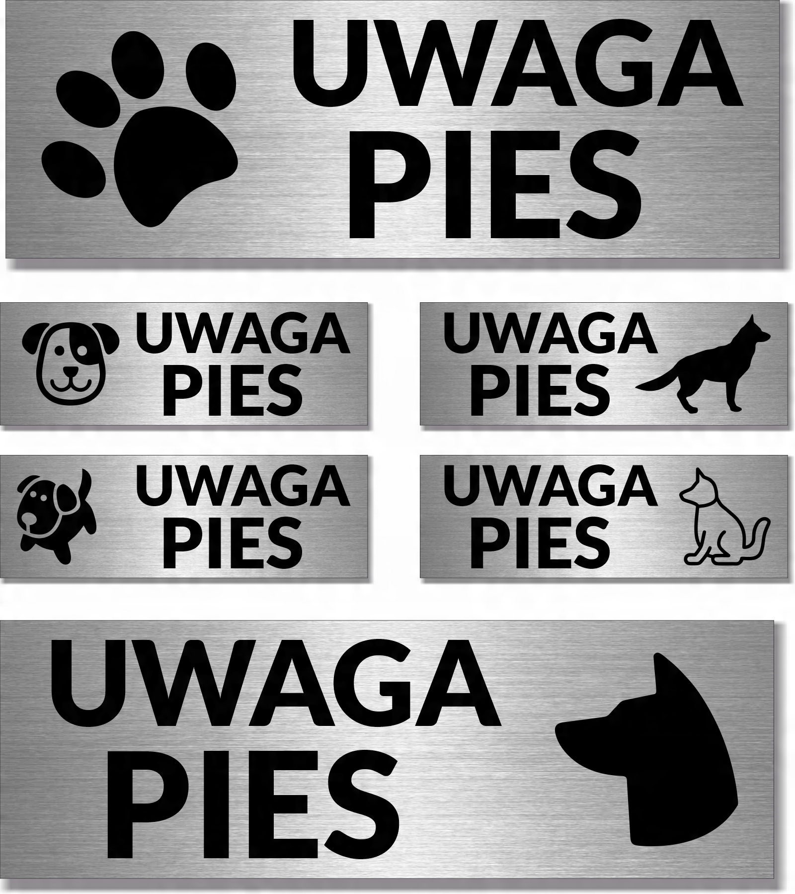 

Tabliczka Uwaga Pies Inox 30 x 10 szczotkowane Alu