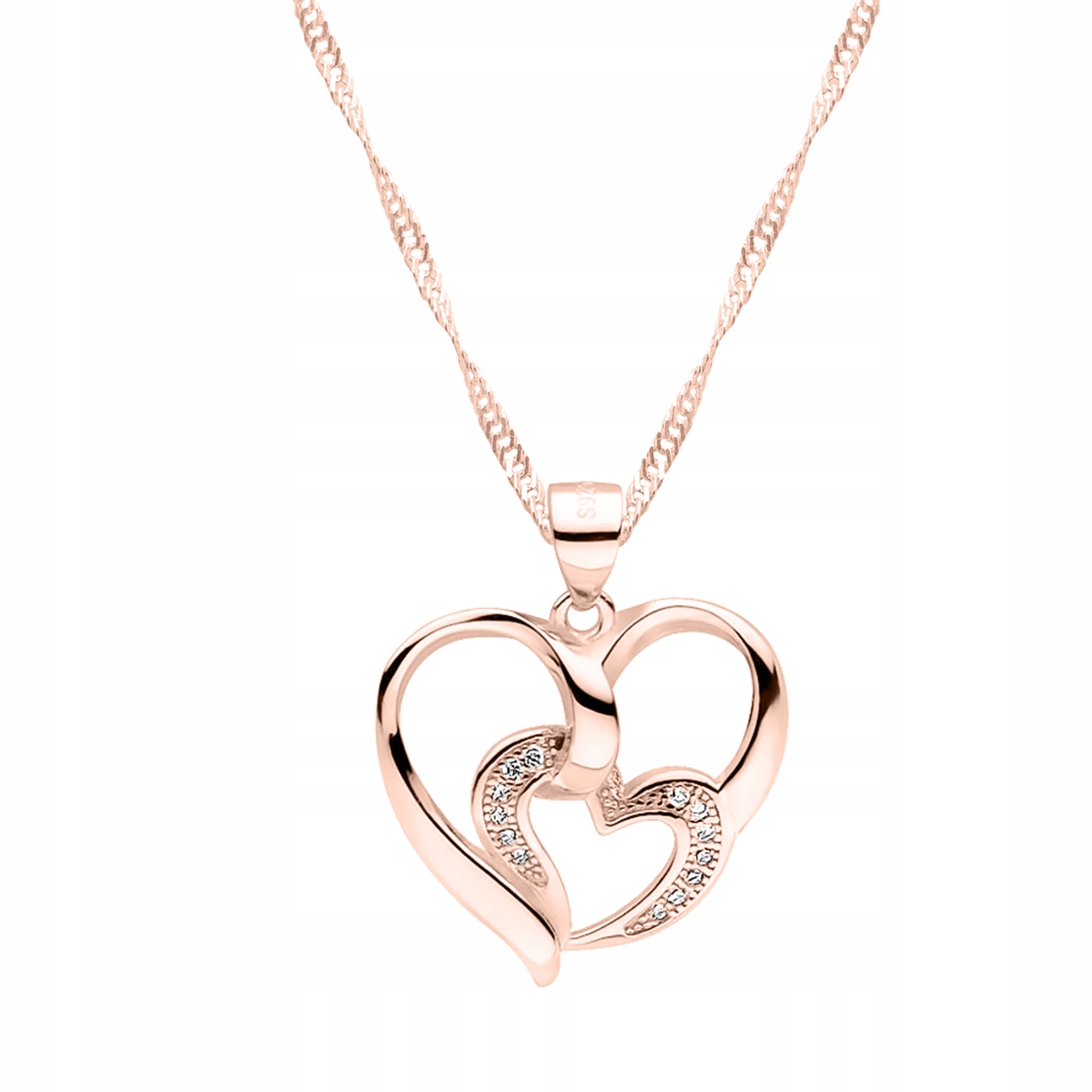 Řetízek zlatý náhrdelník 925 Srdce Zirkony