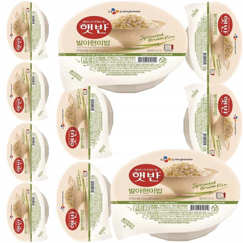 10x Gotowany Gotowy Koreański Brązowy Ryż Kleisty Rice Hetban 210g Cj Foods