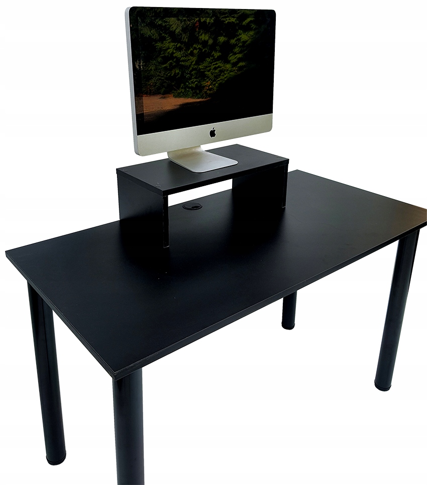 Biurko komputerowe Czarne Czerwona Krawędź 120x60 cm na wymiar Kod producenta BASIC CZARNE CZERWONA KRAWĘDŹ