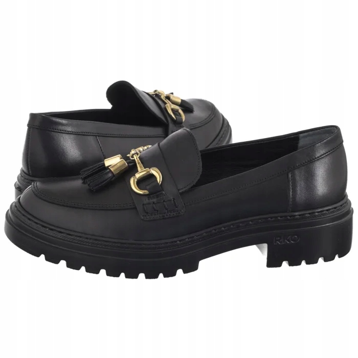 Dámské boty Polobotky Mokasíny Ryłko Černé Kožené C2R63_AX _Z12