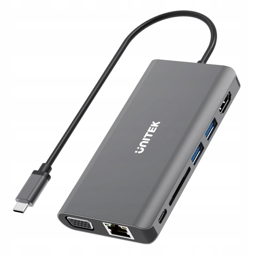 Unitek D1019B USB-C 3.1 8w1 z Power Delivery 100W Czarny