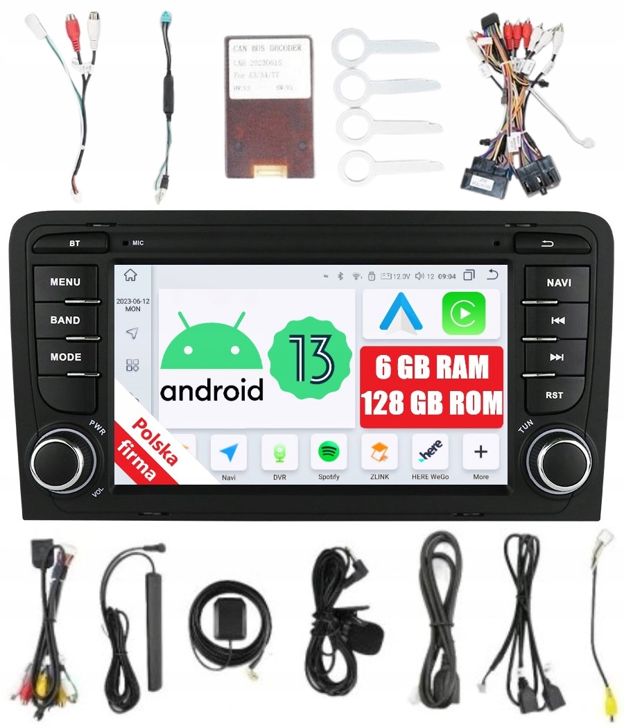 7" Navigace Rádio 2DIN Android Audi A3 8P Dsp Carplay 6/128 Gb Lte